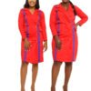 Red with purple streaks "Fire" Jacket dress
