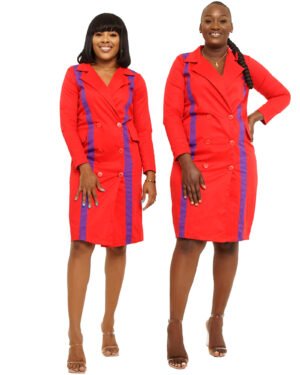 Red with purple streaks "Fire" Jacket dress