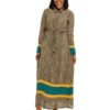 Brown snake skin with green & yellow "Increase" Dress