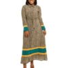 Brown snake skin with green & yellow "Increase" Dress