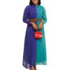 Royal Blue & Turquoise color block "Overcomer" Dress