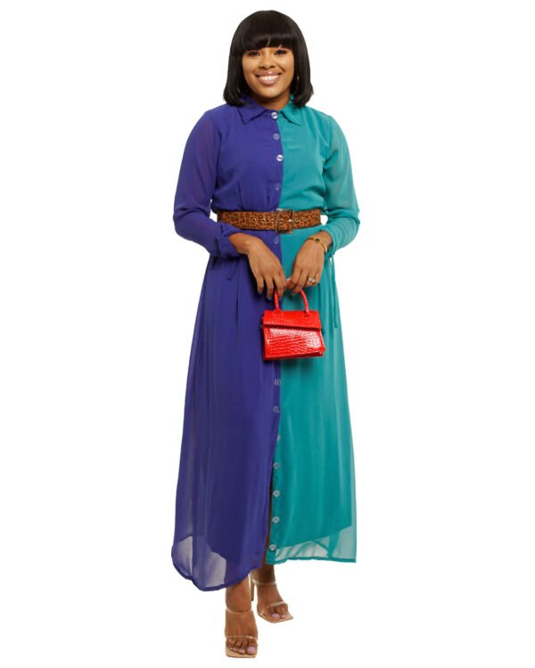 Royal Blue & Turquoise color block "Overcomer" Dress