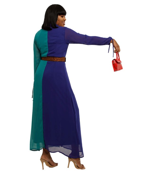 Royal Blue & Turquoise color block "Overcomer" Dress