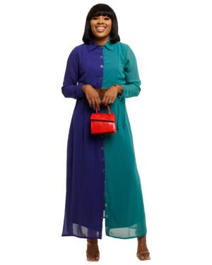 Royal Blue & Turquoise color block "Overcomer" Dress