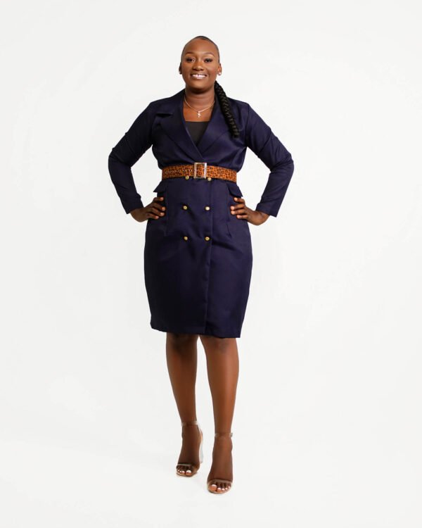 Navy Blue "Milliant" Dress with Gold & Royal blue bottons