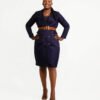 Navy Blue "Milliant" Dress with Gold & Royal blue bottons