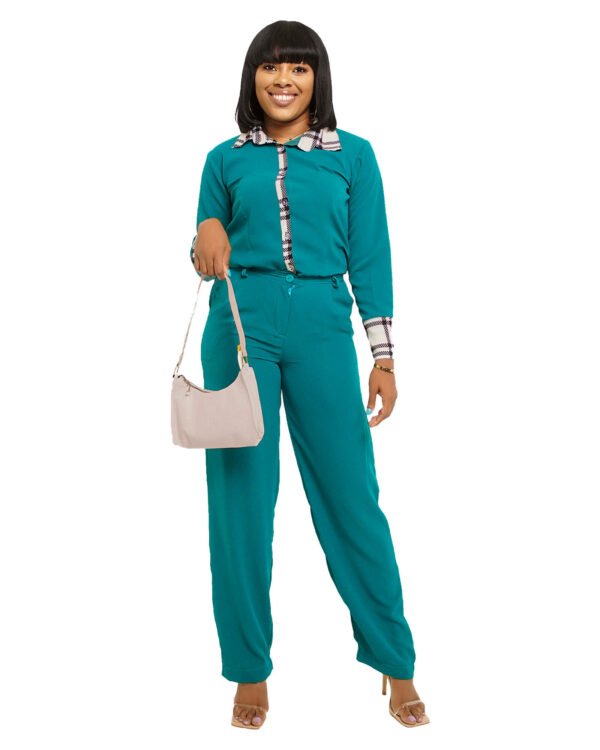 Turquoise with black & white plaid trimmings "Newness" Set