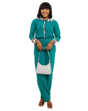 Set Newness 00 Turquoise with black & white plaid trimmings "Newness" Set
