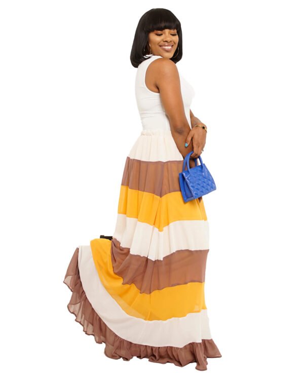 Nude,White and Yellow "Seasons" Skirt