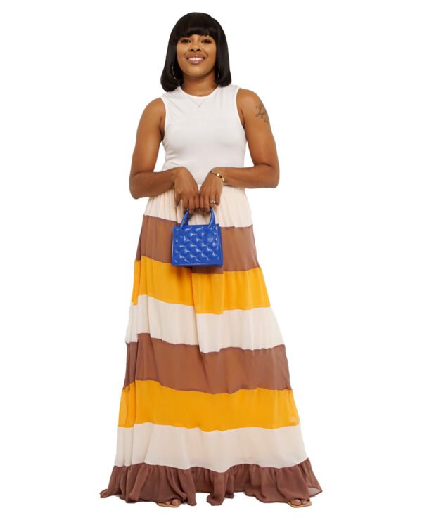 Nude,White and Yellow "Seasons" Skirt