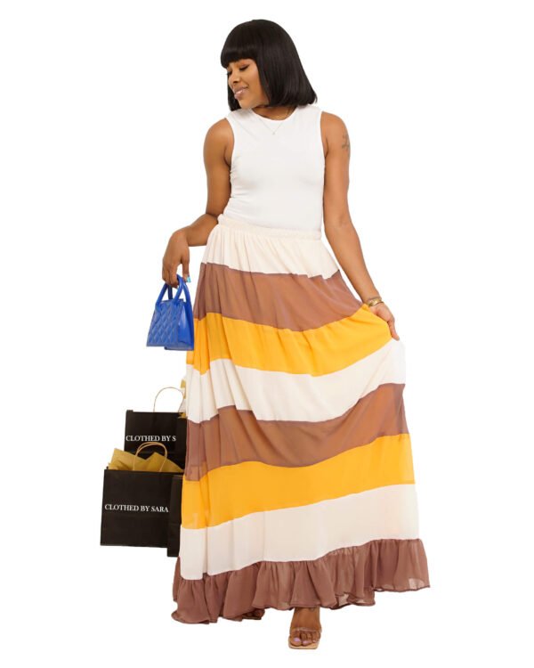 Nude,White and Yellow "Seasons" Skirt