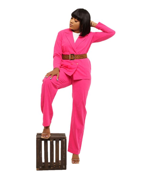 Rose pink double breasted "Power" Suit