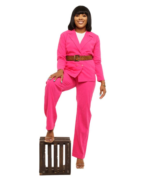 Rose pink double breasted "Power" Suit