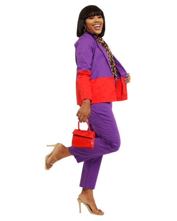 Pants suit Royalty ,500 Purple & Red color block "Royalty" Pants suit