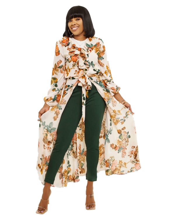 Floral with ruffled neckline "Eden" Top