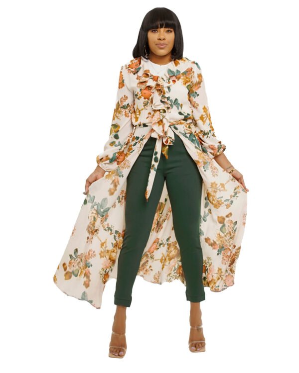 Floral with ruffled neckline "Eden" Top