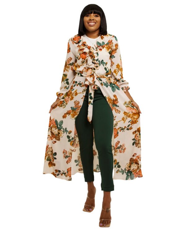 Floral with ruffled neckline "Eden" Top