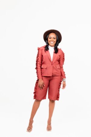 DSC09601 Cinnamon Brown "Statement" Shorts Suit