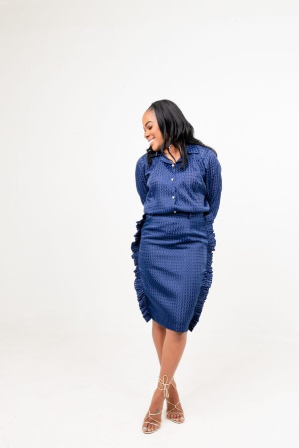 DSC09665 Navy Blue "Ruffled" Skirt Set