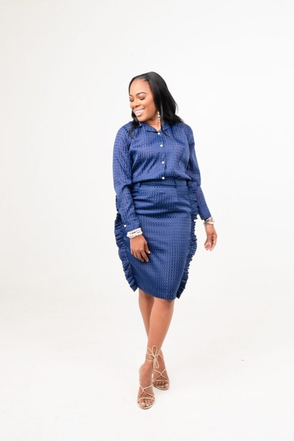 DSC09672 Navy Blue "Ruffled" Skirt Set