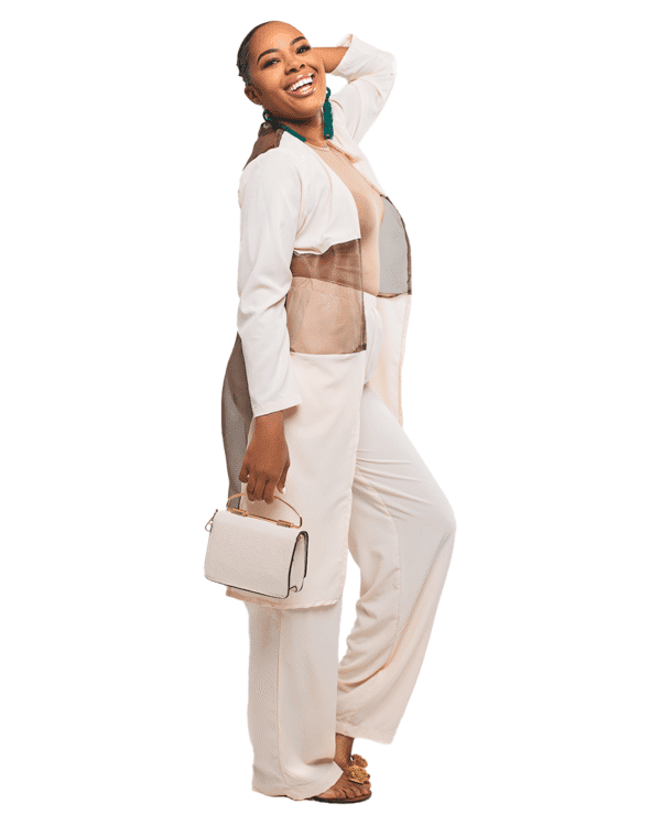 Cream & Brown "Holiday" Pants Set