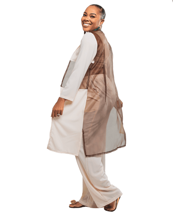 Cream & Brown "Holiday" Pants Set