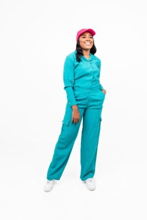 "Pacific" Turquoise Cargo Pants Set