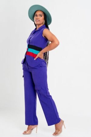 Purple "he blocked it' Cargo Pants Set