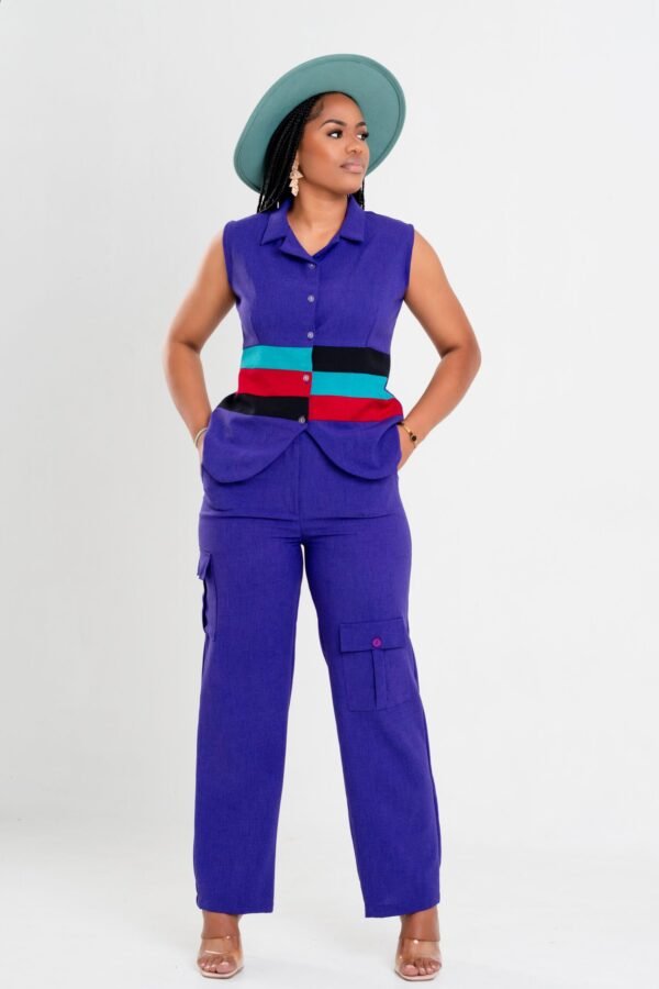 Purple "he blocked it' Cargo Pants Set