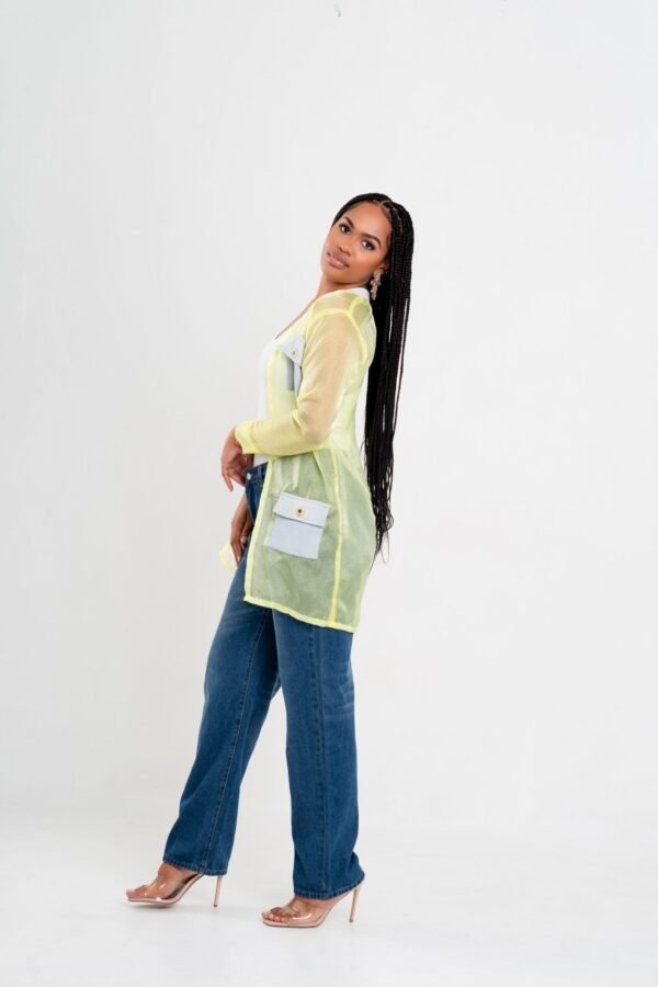 Neon Yellow "Stand Out" Cargo Pockets Cardigan